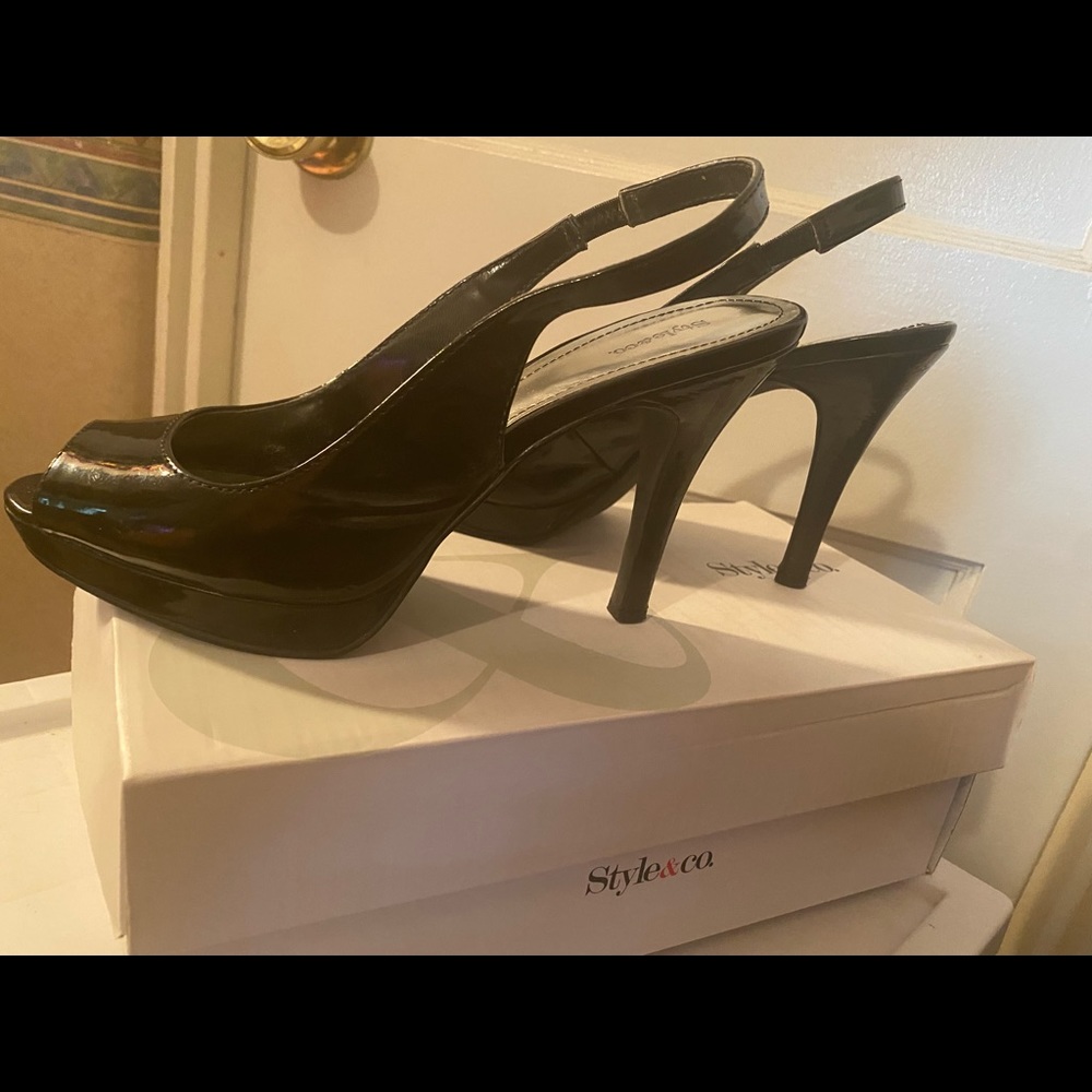 Style & Company - Faith Black patent leather pumps